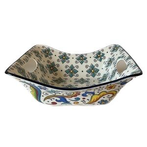 Certified International Square Porcelain Bowl with Cut-Out Handles - Nancy Green